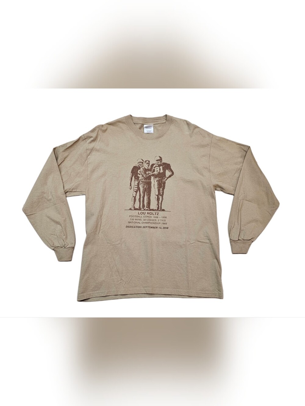 Notre Dame Lou Holtz Statue Dedication 2008 Long Sleeve Shirt Large T-Shirt New